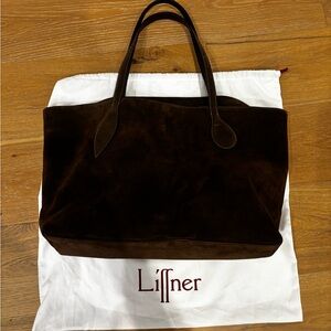 Liffner Brown Suede Mega Sprout Tote Bag